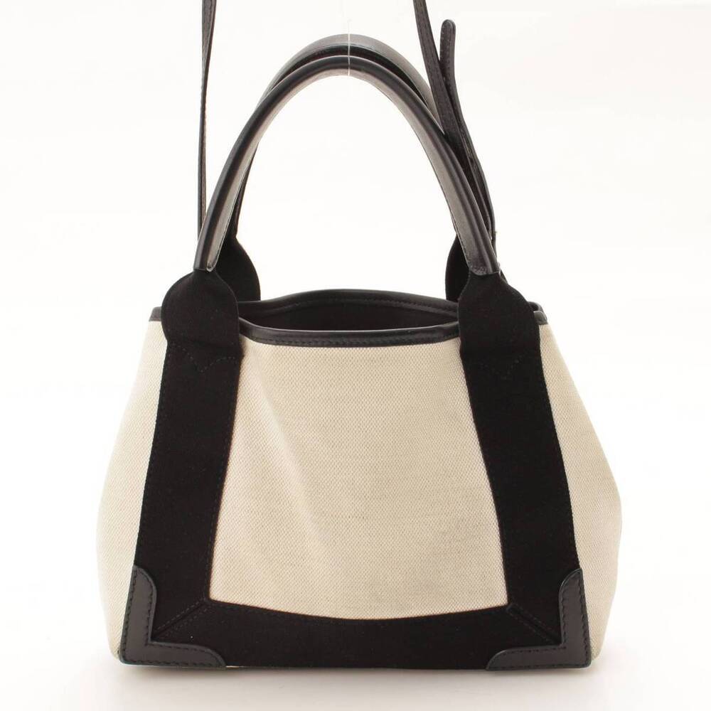 Balenciaga Navy Blue Cabas XS Canvas Handbag White Black - Picture 3 of 8